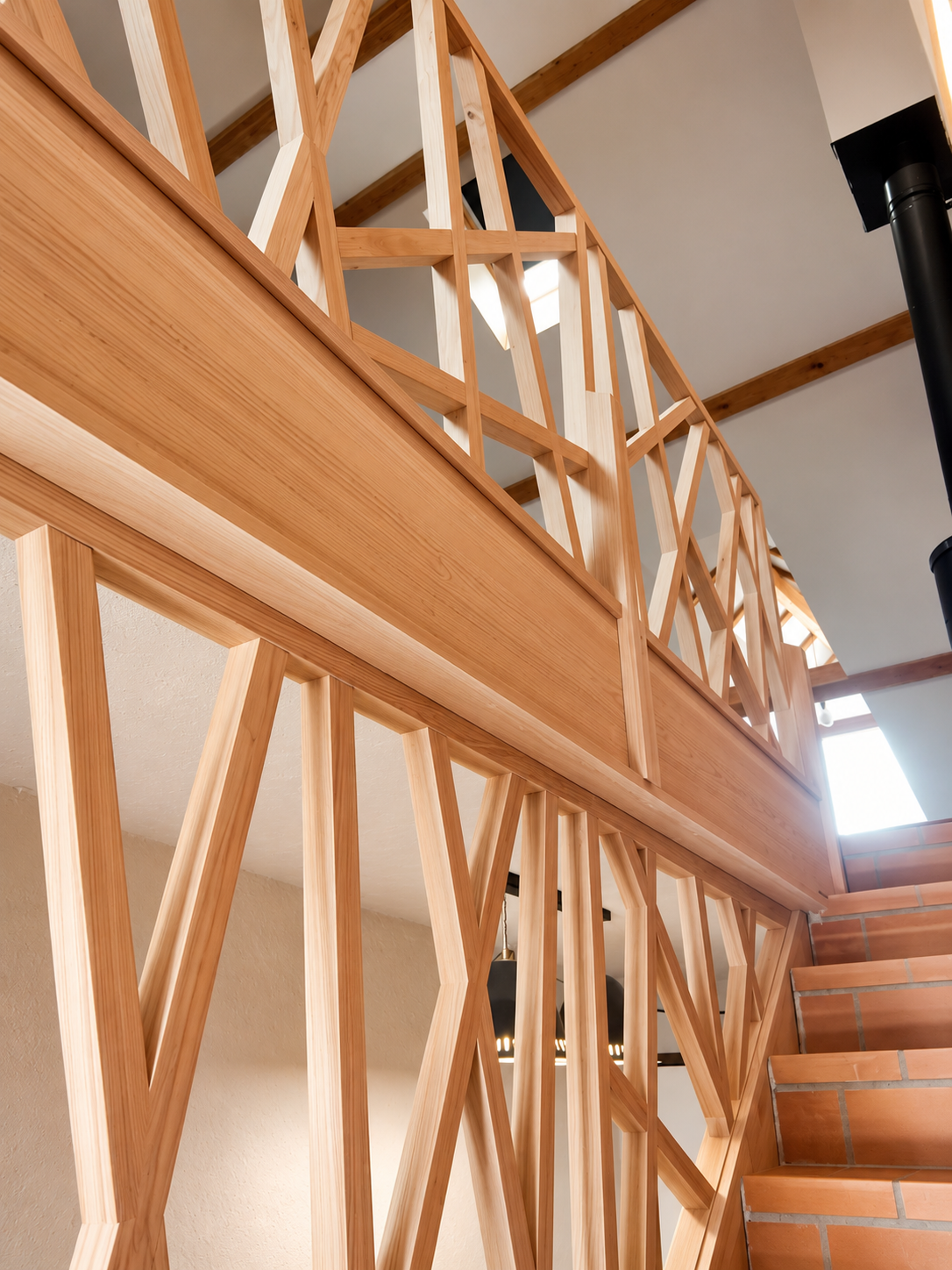 Rambarde bois à motif géométrique, Atelier Jatoba Briançon